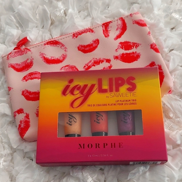 Morphe Other - 💋 MORPHE Icy Lips by Saweetie Shimmer Platinum Gloss Trio & Kisses Bag